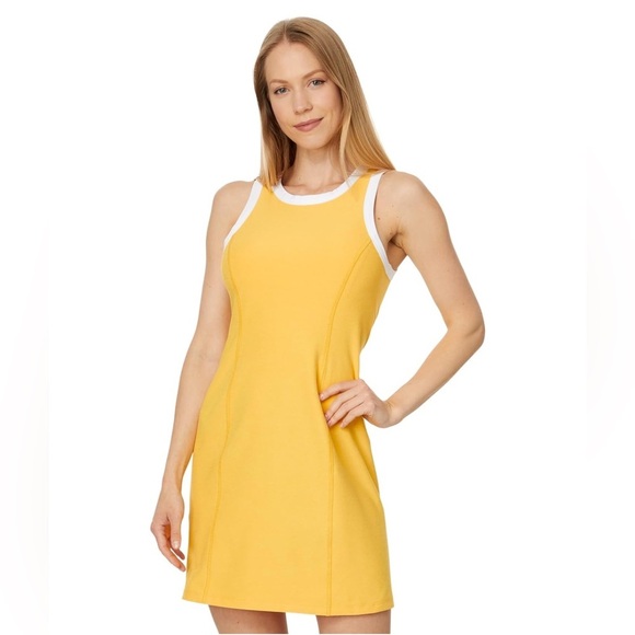 NWT Beyond Yoga Spacedye Outlines Dress Sunflower Yellow / Cloud White Size M - Picture 4 of 11